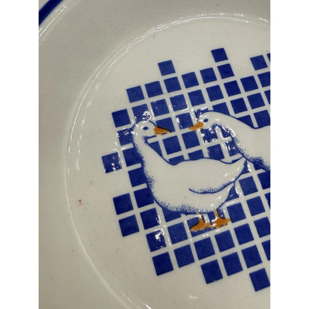Vintage 80s 90s Mount Clemens Pottery Blue Geese Goose Pie Plate